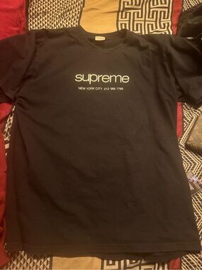 Supreme Black T-Shirt with White 'supreme' Script